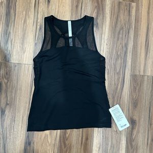 Lululemon women’s size 8 black home stretch tank top mesh slim fit
